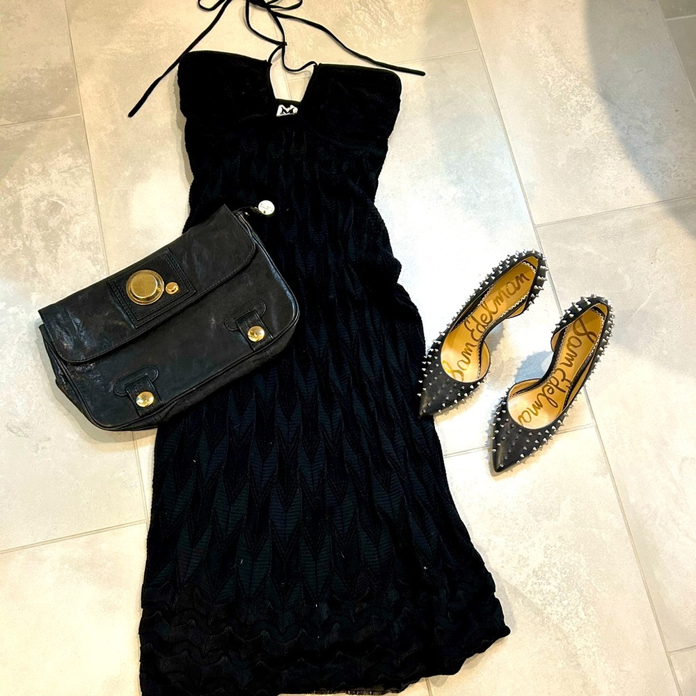 Missoni Size 2 black tissue halter dress